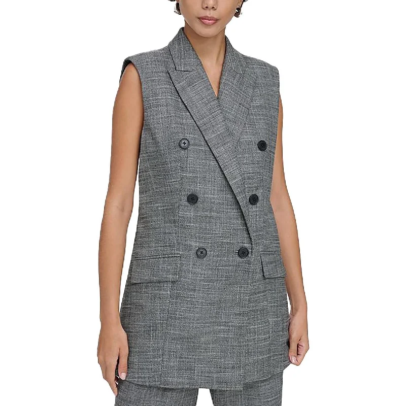 Street Comfortwear Stylish Outfits Calvin Klein Womens Slub Business Double-Breasted Blazer Street Comfortwear Stylish Outfits Calvin Klein Womens Slub Business Double-Breasted Blazer
