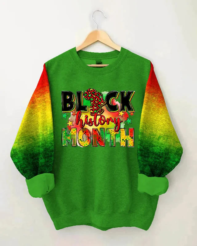 Stylish Comfort Look Soft Layers Black History Mouth Print Long Sleeve Sweatshirt