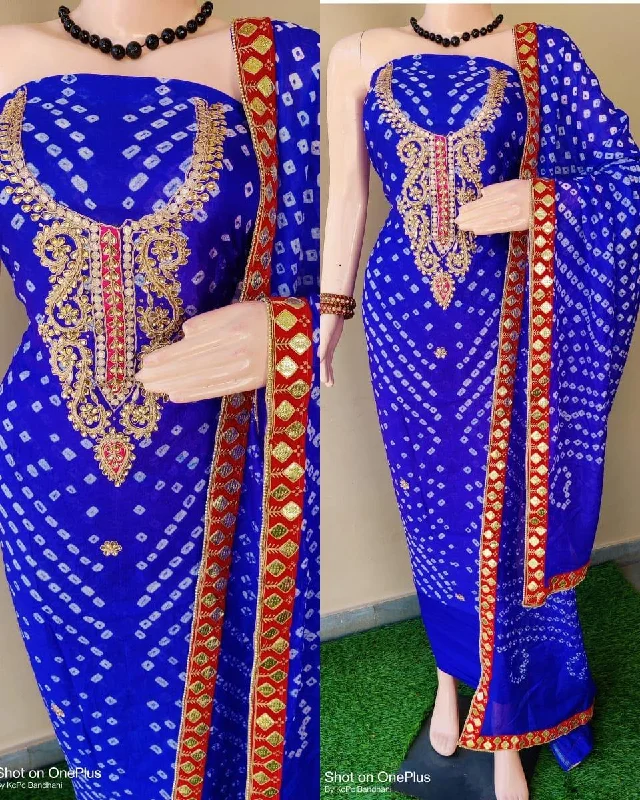 Everyday Wardrobe Essentials Minimal Layers KcPc New Art silk Bandhani Gotapatti Work Salwar Suit KML