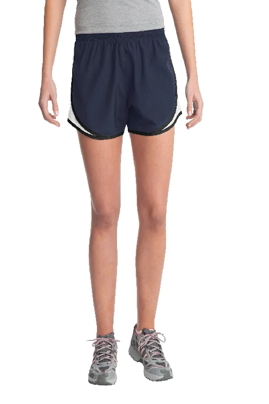 Relaxed and Fashionable Versatile Chic Sport-Tek Womens Cadence Moisture Wicking Shorts - True Navy Blue/White/Black Relaxed and Fashionable Versatile Chic Sport-Tek Womens Cadence Moisture Wicking Shorts - True Navy Blue/White/Black