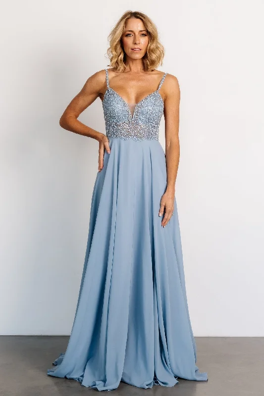 Affordable Comfort Styles Warm Comfortwear Honor Beaded Bridal Gown | Dusty Blue
