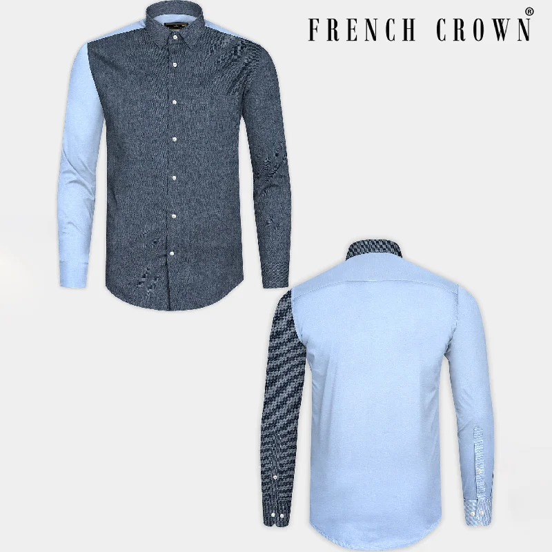 Warm Textures Cool Comfort Style Manatee Grey with Sky Designer Oxford Shirt