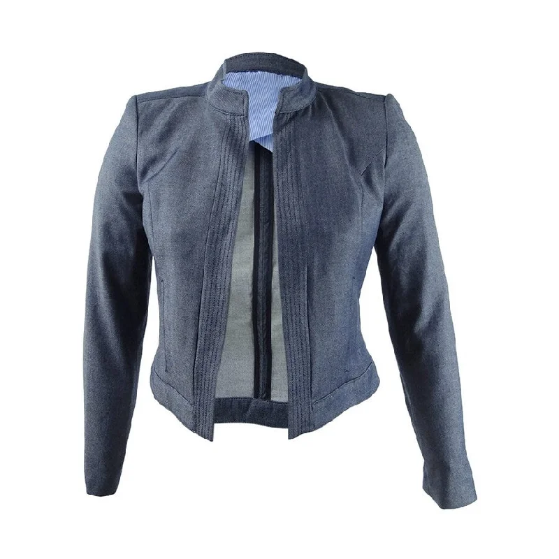 Casual Comfort Clothing Cozy Styles Tommy Hilfiger Women's Open-Front Chambray Jacket (10, Dark Indigo)