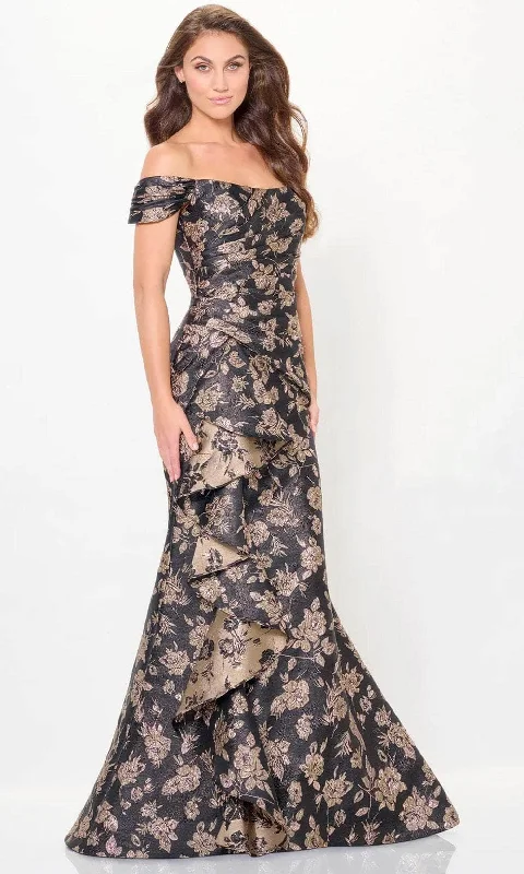 Warm Comfortable Pieces Soft Apparel Montage by Mon Cheri M905 - Off Shoulder Brocade Evening Dress Warm Comfortable Pieces Soft Apparel Montage by Mon Cheri M905 - Off Shoulder Brocade Evening Dress