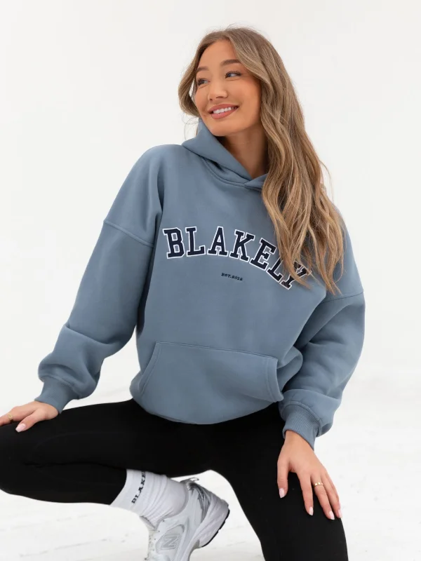 Comfortable Textiles Wear Comfort Wardrobe Varsity Oversized Hoodie - Blue
