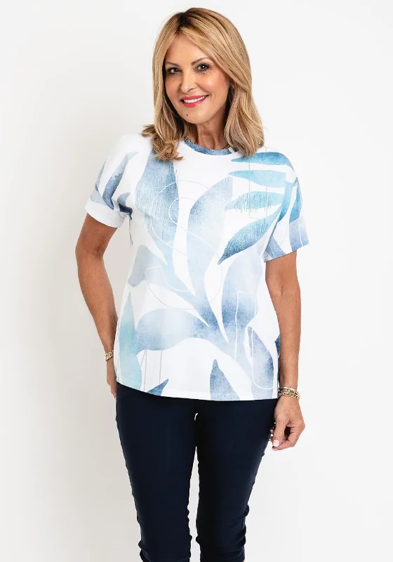 Affordable Comfort Wear Casual Comfort Rabe Rhinestone Embellished Print T-Shirt, Blue Affordable Comfort Wear Casual Comfort Rabe Rhinestone Embellished Print T-Shirt, Blue