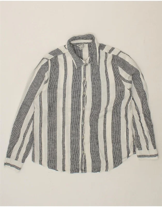 Modern Daywear Cozy Textures ORVIS Womens Shirt Medium White Striped Cotton