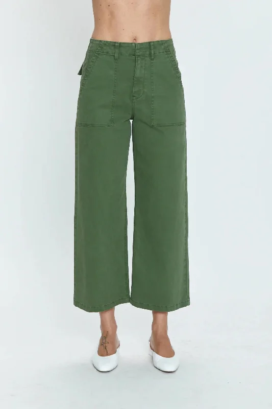 Soft Layers Clothing Day Comfort Sophia Wide Leg Utility Ankle Pants In Basil