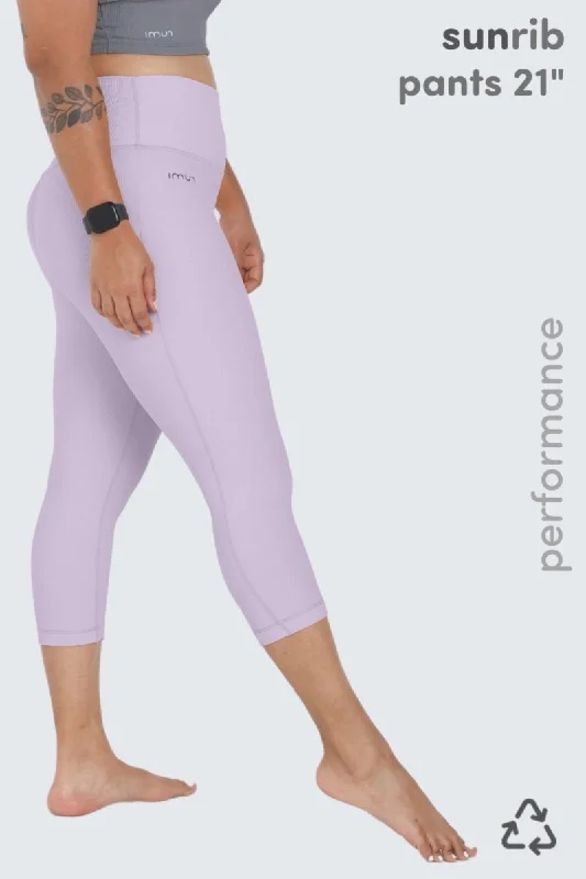 Soft Textured Wear Comfortable Layering W Sun Rib Pants 21" - Orchid