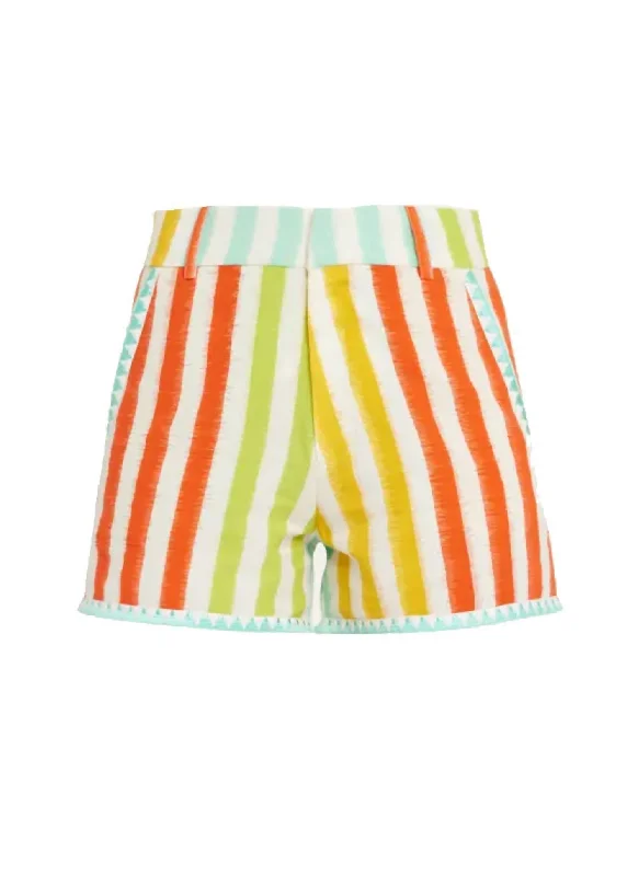 Chic Vibes Affordable Outfits Ikat Striped Shorts In Multi