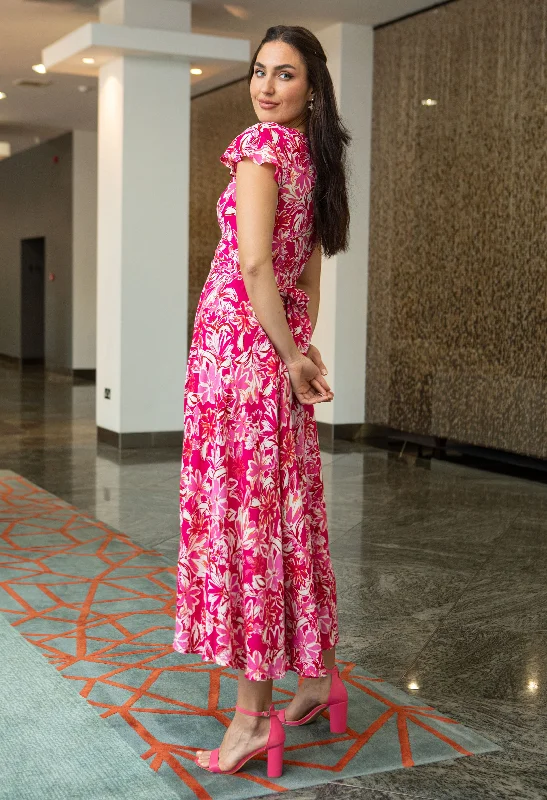 Effortless Layers Cozy Dresses Tropical Blossom Print Dress