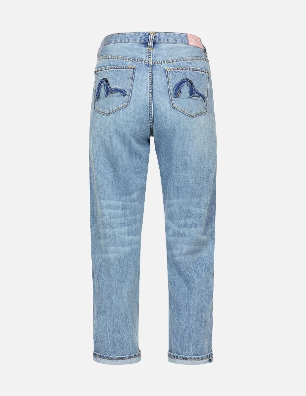 Simple Fashion Layers Simple Comfort Look Seagull Applique Embroidery Taper Jeans