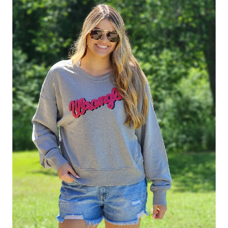 Budgeted Comfortable Wear Smart Comfort Wrangler Women's Grey & Pink Logo Sweatshirt