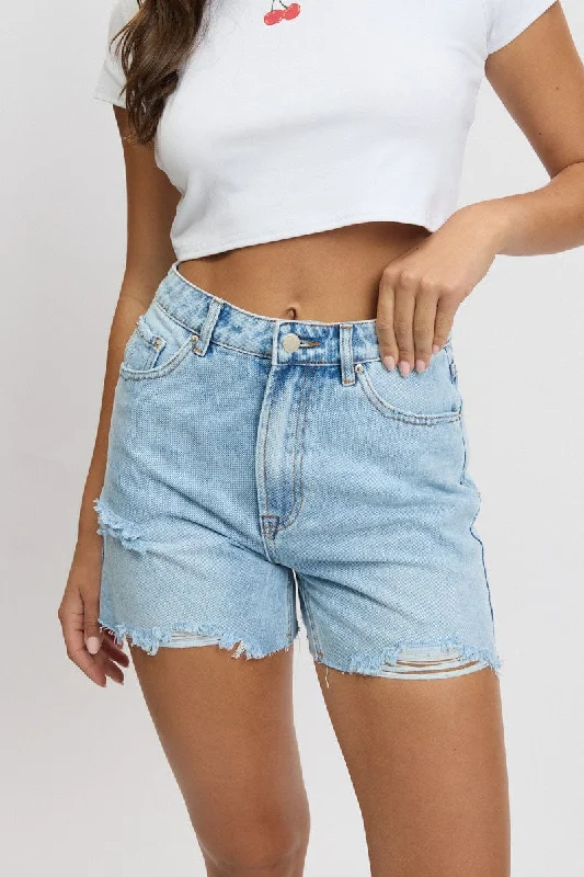 Affordable Comfort Wear Soft Layers Denim Jorts High Rise