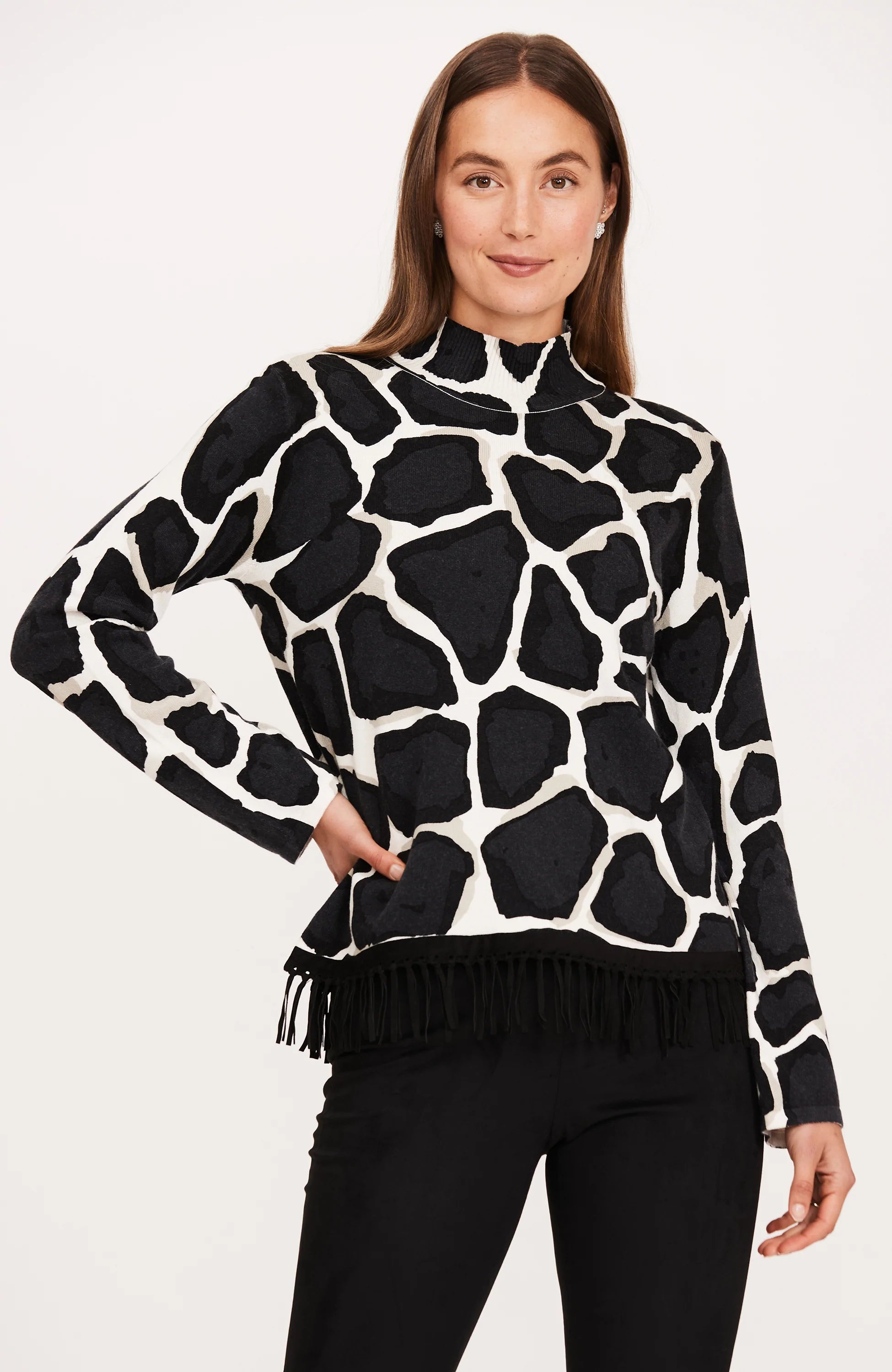Streetwear Comfort Affordable Outfits Tyler Boe Giraffe Fringed Sweater Multi