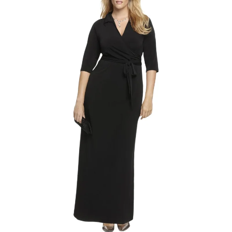 Soft and Cozy Apparel Budget Comfort NY Collection Womens Plus Faux-Wrap A-Line Maxi Dress