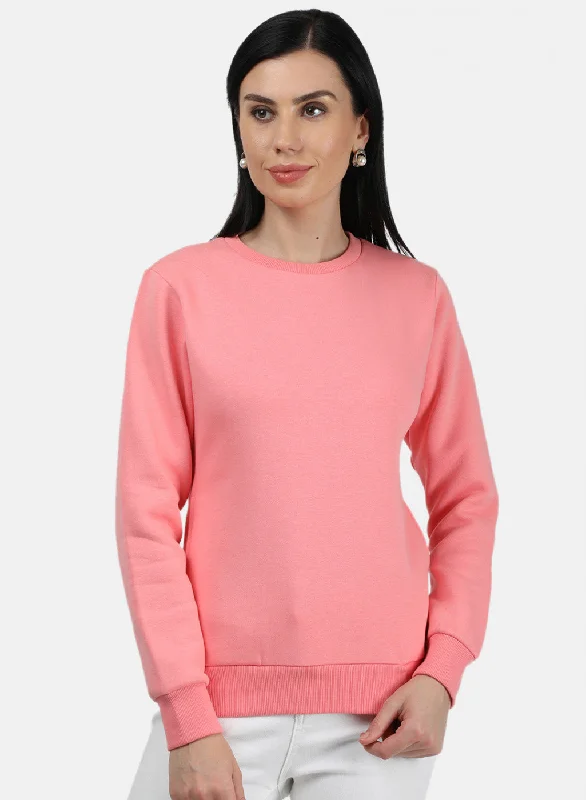 Cozy Everyday Outfits Modern Comfort Women Peach Plain Sweatshirt