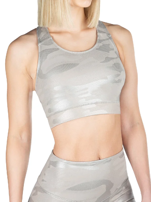 Comfortable Everyday Look Effortless Chic Style Knockout Camo Sports Bra