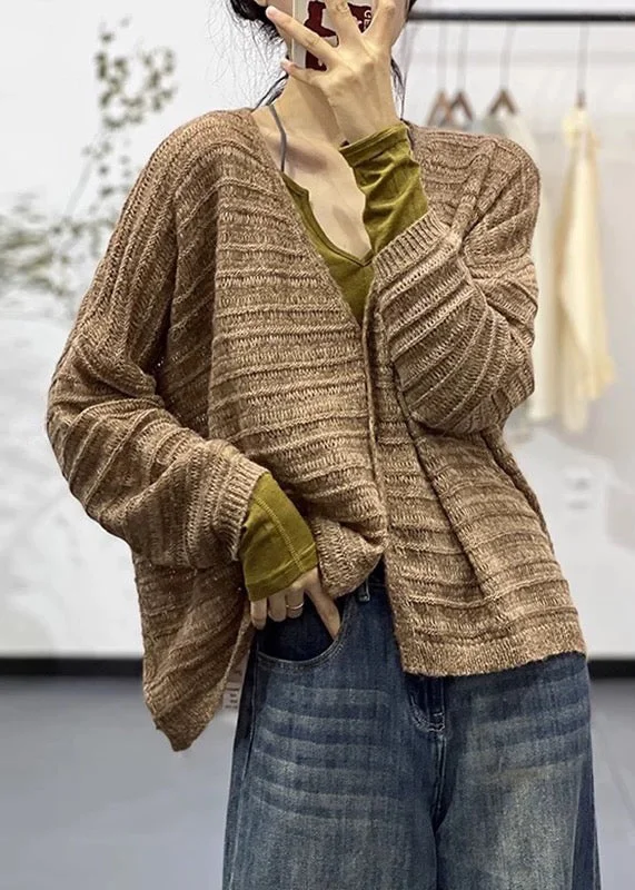 Cozy Wearable Styles Soft Fit Clothing Coffee Button Cotton Knit Coats V Neck Long Sleeve Cozy Wearable Styles Soft Fit Clothing Coffee Button Cotton Knit Coats V Neck Long Sleeve