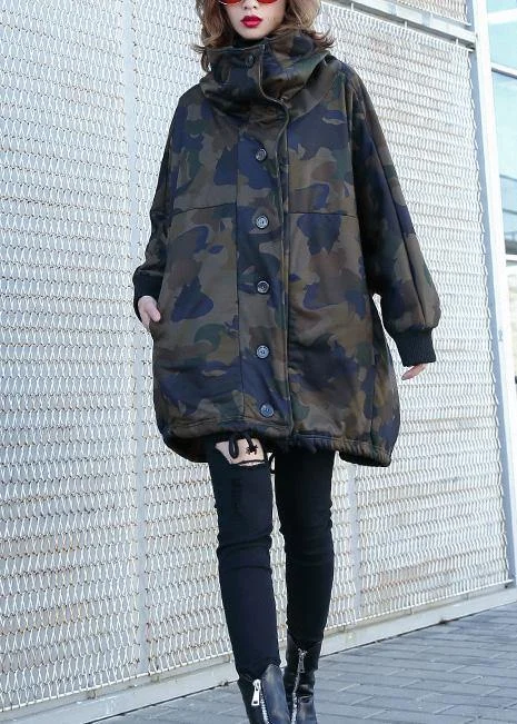 Simple Chic Wear Chic Layers Women camouflage fine Coats Photography high neck Button Down fall coats