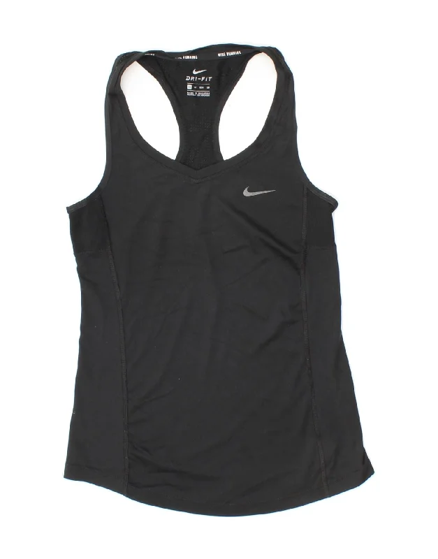 NIKE Womens Dri Fit Vest Top UK 4 XS Black