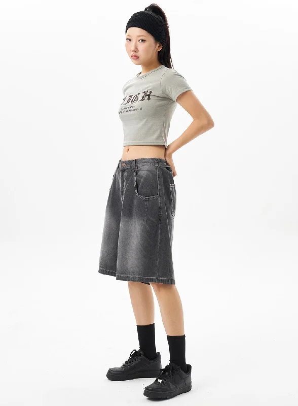 Relaxed Textiles Chic Fit Denim Wide Bermuda Pants CU316