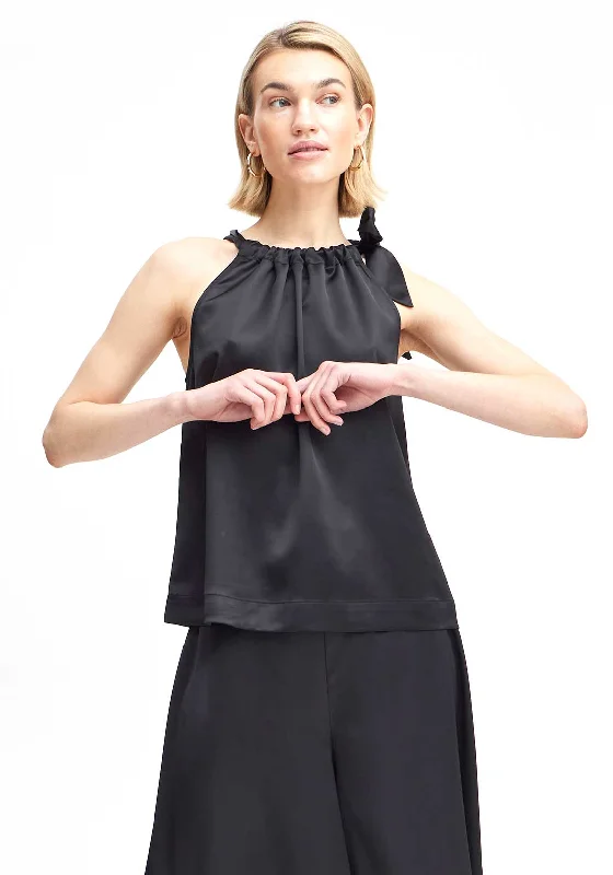 Soft Comfortwear Effortless Outfits B.Young Esto Satin Blouse, Black