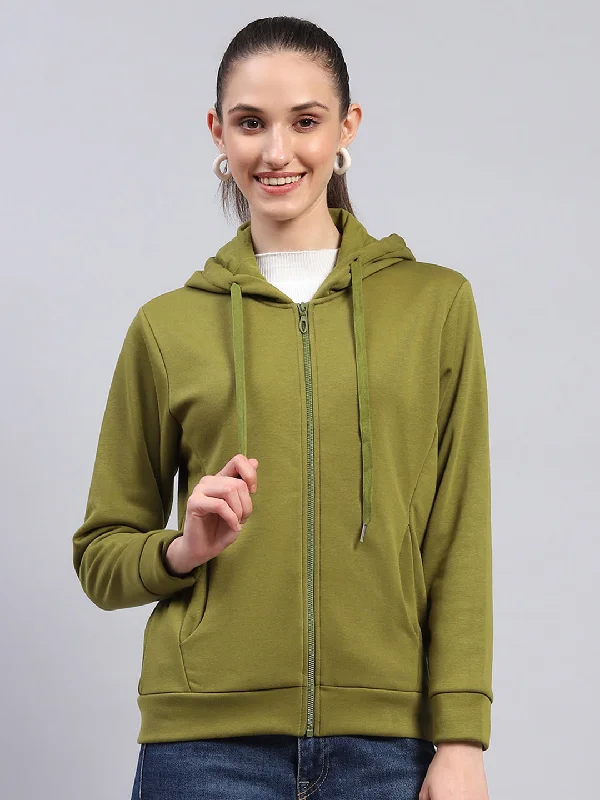 Stylish Daily Outfits Versatile Styles Women Green Solid Hooded Full Sleeve Sweatshirt Stylish Daily Outfits Versatile Styles Women Green Solid Hooded Full Sleeve Sweatshirt