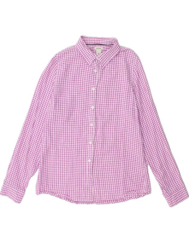 Cool Comfort Clothing Modern Comfort L.L.BEAN Womens Shirt UK 10 Small Pink Gingham Cotton