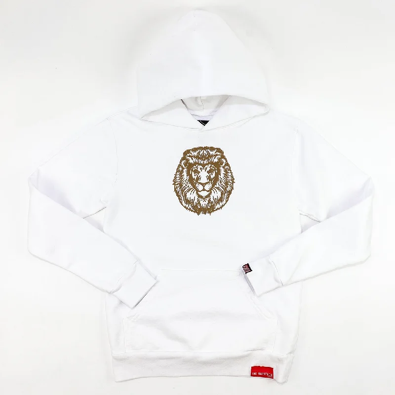 Vintage Lion Kid's Hoodie - White/Gold