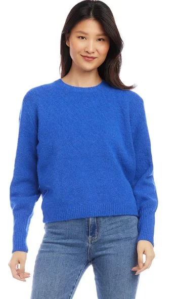 Trendy Warm Looks Soft Look Karen Kane Blouson Sleeve Sweater Blue