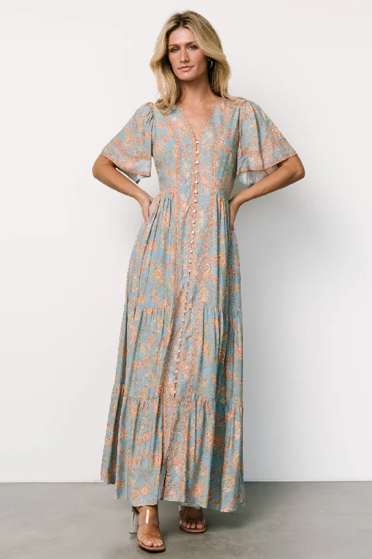 Cheryl Maxi Dress | Dusty Blue Floral