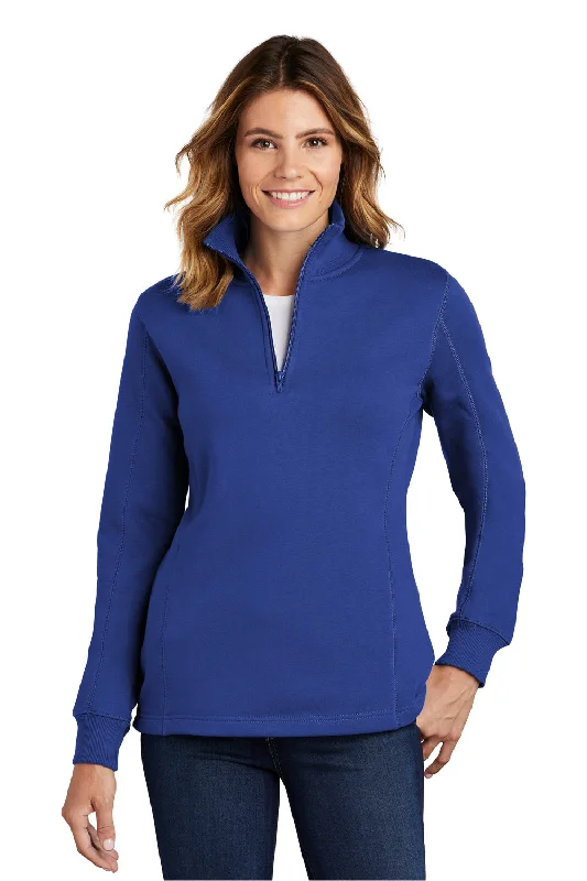 Comfy Clothing Choices Everyday Styles Sport-Tek Womens Shrink Resistant Fleece 1/4 Zip Sweatshirt - True Royal Blue
