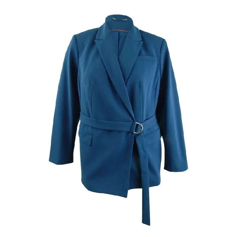 Effortless Wear Fits Practical Comfort Calvin Klein Women's Belted Peak-Lapel Blazer (14, Mallard Blue)