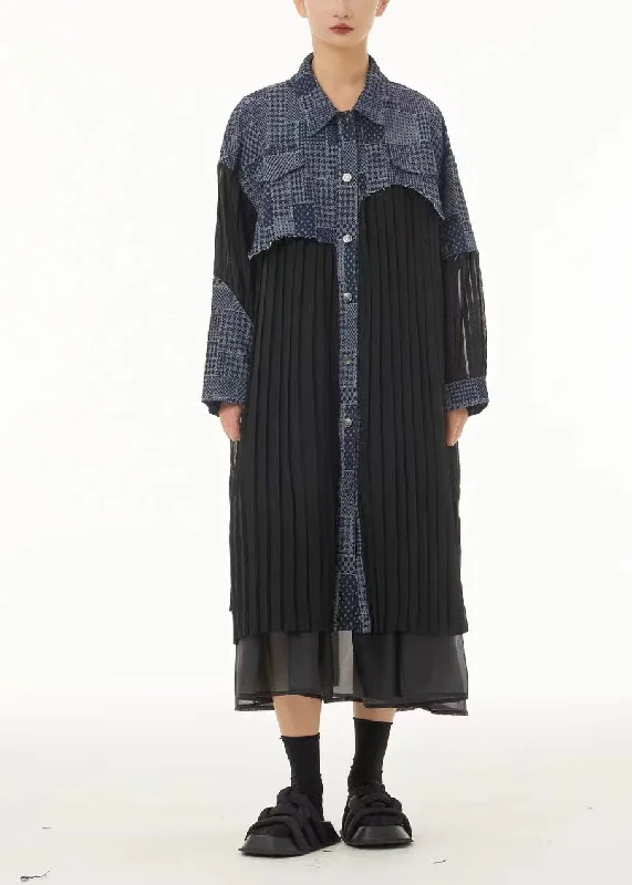 Simple Stylish Wear Relaxed Pieces Plus Size Colorblock Oversized Denim Patchwork Wrinkled Chiffon Shirt Dresses Spring Simple Stylish Wear Relaxed Pieces Plus Size Colorblock Oversized Denim Patchwork Wrinkled Chiffon Shirt Dresses Spring
