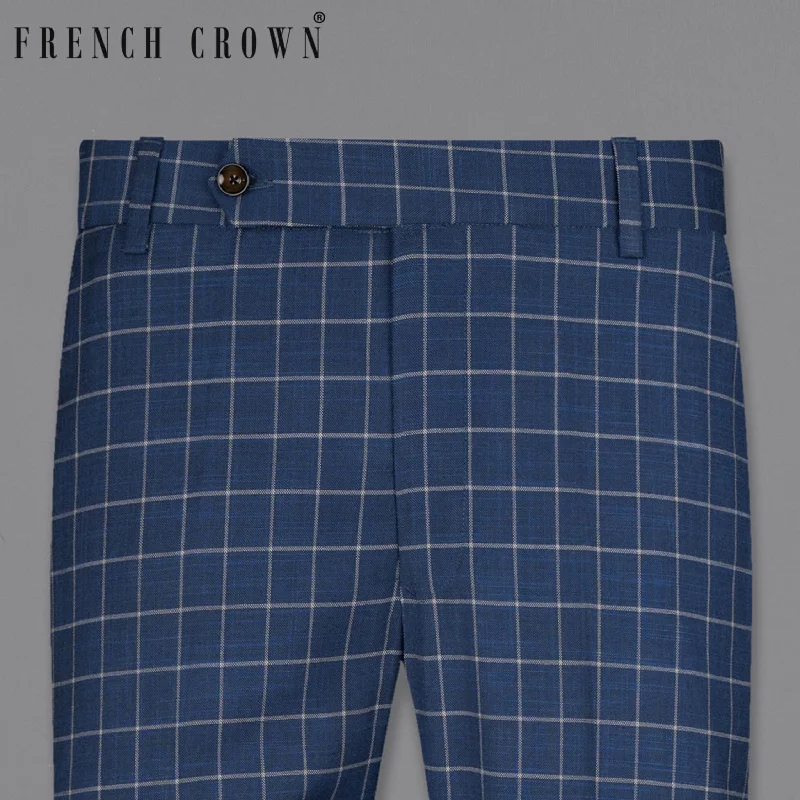 Budgeted Comfortable Wear Cozy Dresses Rhino Blue Super fine Checkered Premium Cotton Pant
