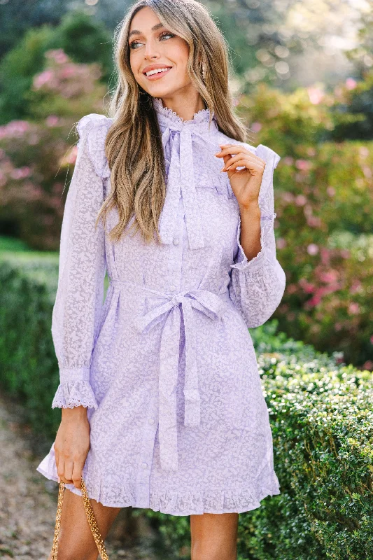 Comfort Wear Styles Chic Layers Break Of Dawn Lavender Purple Floral Lace Dress