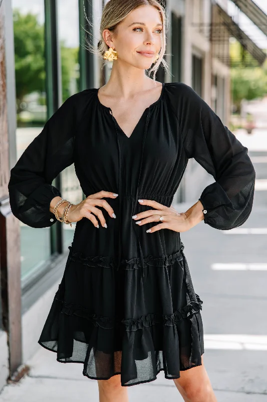 Cozy Everyday Outfits Soft Look All For Fun Black Ruffled Dress