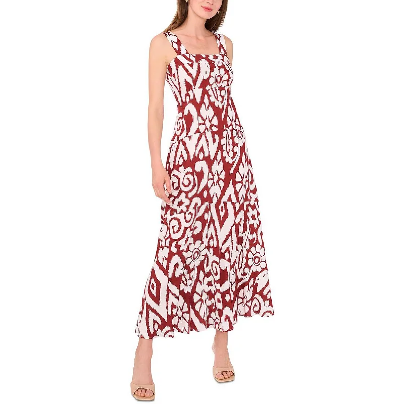Cozy Essentials Soft Fit MSK Womens Printed Square Neck Maxi Dress