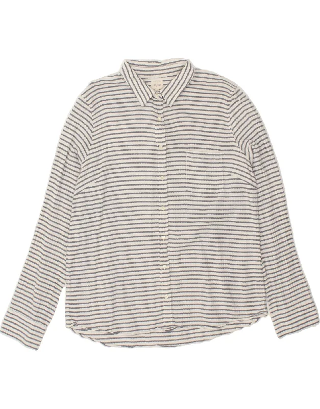 J. CREW Womens Shirt UK 18 XL White Striped Cotton