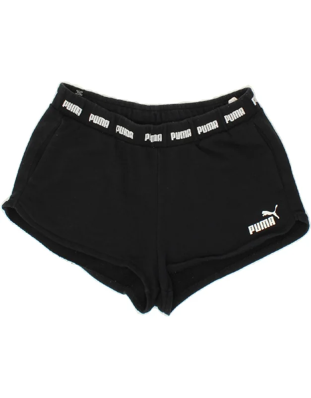 Soft Layering Wear Soft Look PUMA Womens Graphic Sport Shorts UK 10 Small Black Cotton Soft Layering Wear Soft Look PUMA Womens Graphic Sport Shorts UK 10 Small Black Cotton