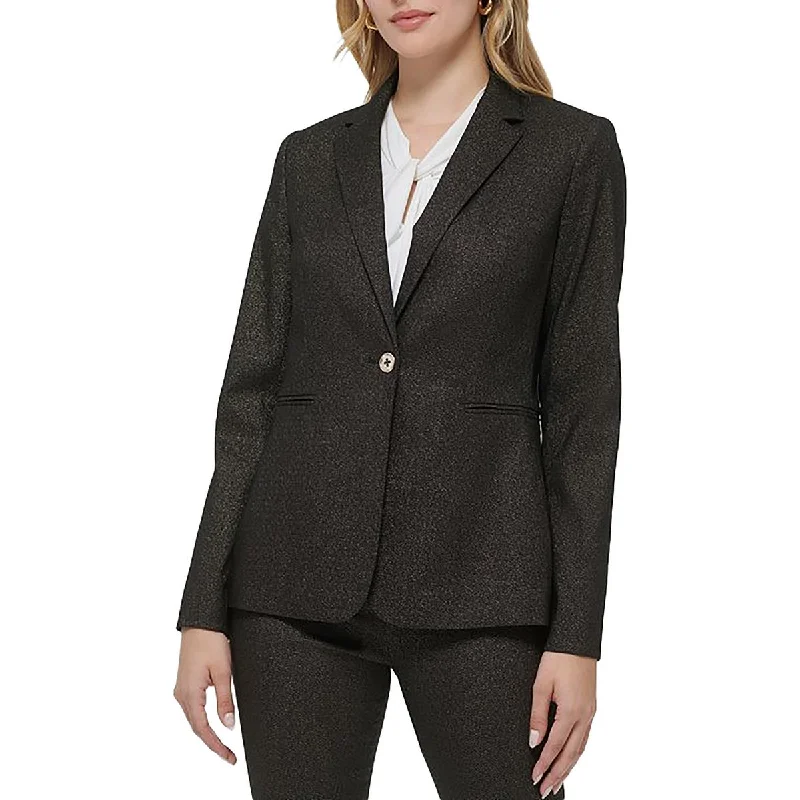 Tommy Hilfiger Womens Glitter Office One-Button Blazer