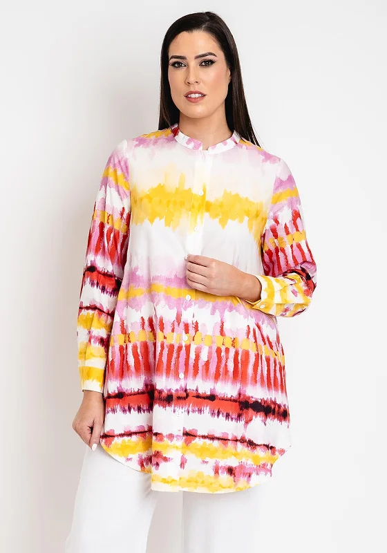 Soft Comfortwear Budgeted Outfits Noen Curve Printed Tunic Shirt, Pink