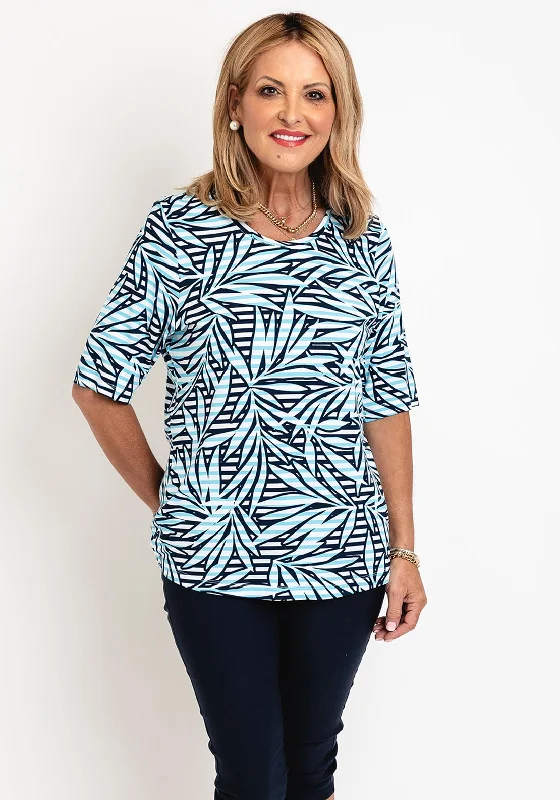 Relaxed Street Styles Relaxed Outfits Rabe Abstract Stripe Print Jersey Top, Blue