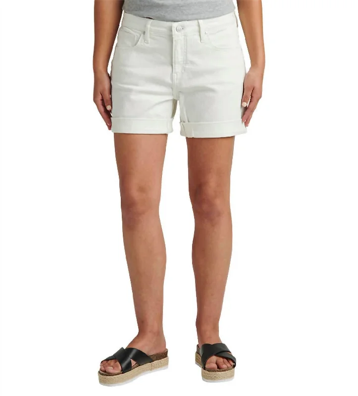 Cozy Comfort Options Casual Layers Alex Boyfriend Mid Rise Short In White