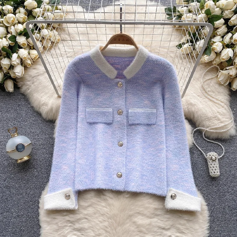 Comfortable Textiles Wear Trendy Casuals sweater jacket for women sweet style knitted cardigan top     S4649