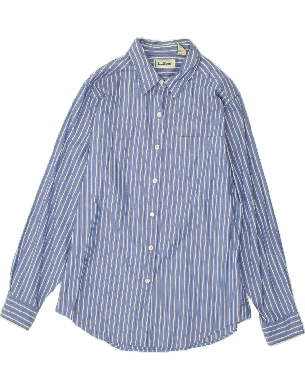 Simple Stylish Wear Comfortable Daywear L.L.BEAN Womens Shirt US 14 XL Blue Striped Cotton