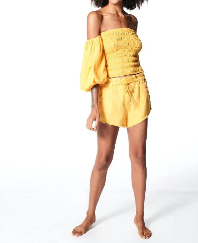 Cozy Essentials Chic and Cozy Izzy Raw Edge Short In Mango