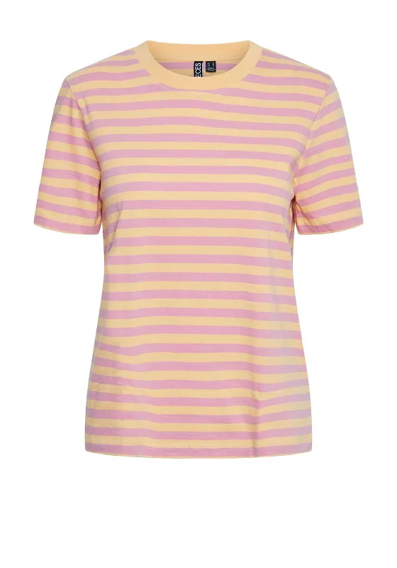 Comfortable Vibes Smart Comfort Pieces Ria Striped T-Shirt, Wild Rose & Buff Orange