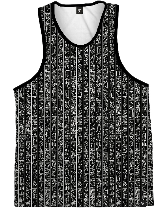 Chic Comforts Pieces Soft Dressing Egyptian Glyphs (Black) Unisex Tank